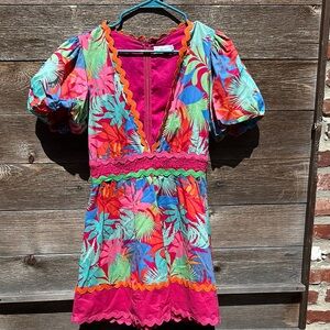 Colorful Tropical Print Dress